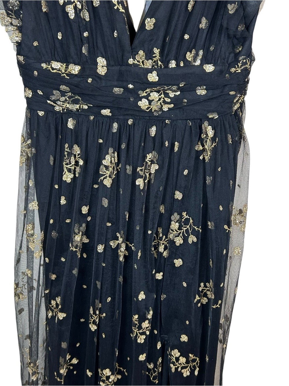 Baltic Born Natalia Embellished Maxi Dress Black Gold Whimsical Evening L - Picture 9 of 12